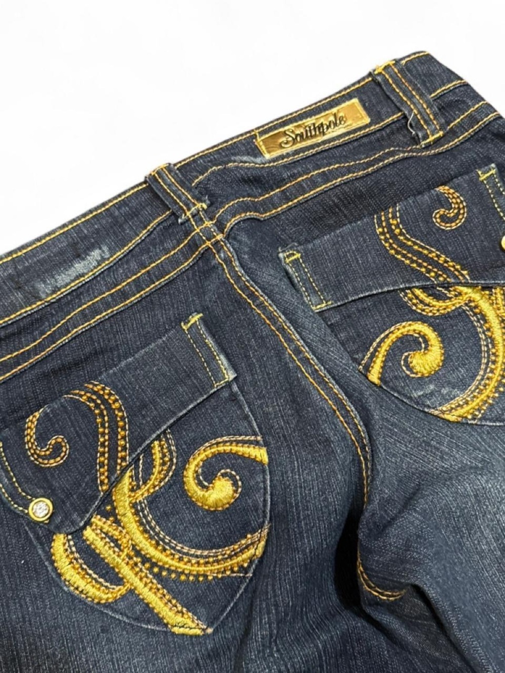 Y2K Southpole Embroidered Flap Low Rise Jean Shorts